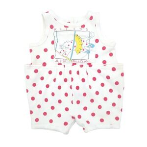 Vintage Sweet Potatoes Romper Kids White Red Polka Dot Kitty Air Show 18M